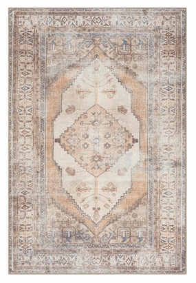Yvana Brown and Beige Traditional Distressed Washable Rugmodern color block patchwork rug