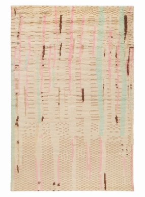 Zahari Pink and Green Abstract Tribal Wool Rugmodern color block patchwork rug