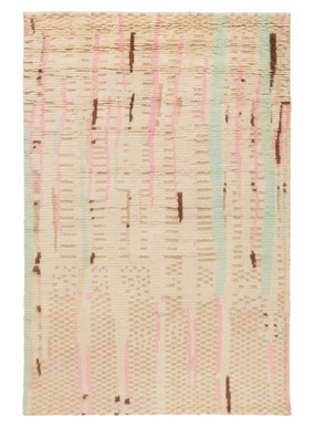 Zahari Pink and Green Abstract Tribal Wool Rugmodern color block patchwork rug