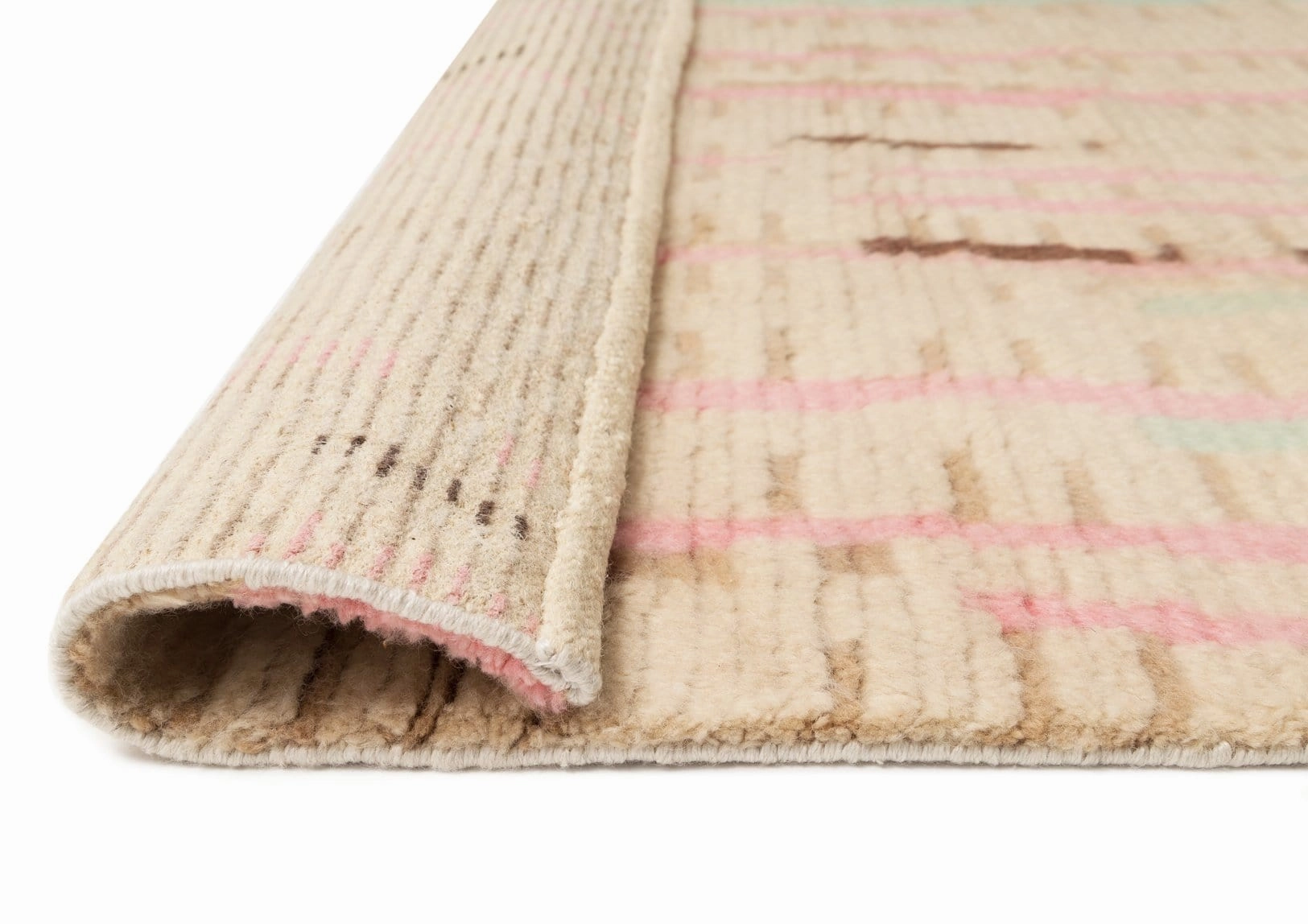 Zahari Pink and Green Abstract Tribal Wool Rug