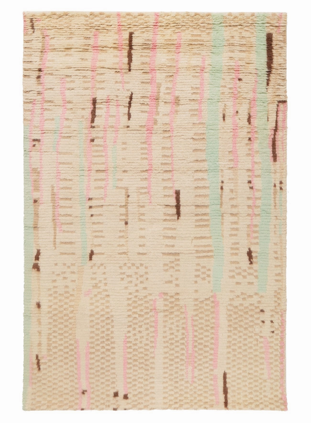 Zahari Pink and Green Abstract Tribal Wool Rugmodern color block patchwork rug