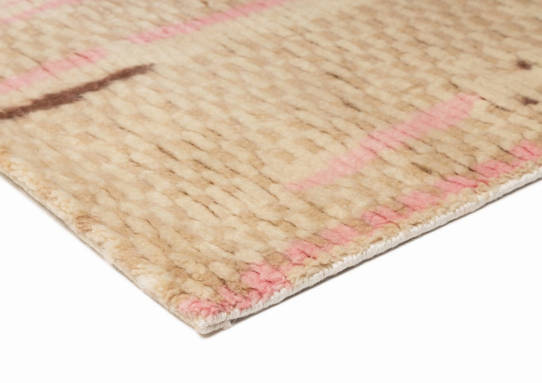 Zahari Pink and Green Abstract Tribal Wool Rug
