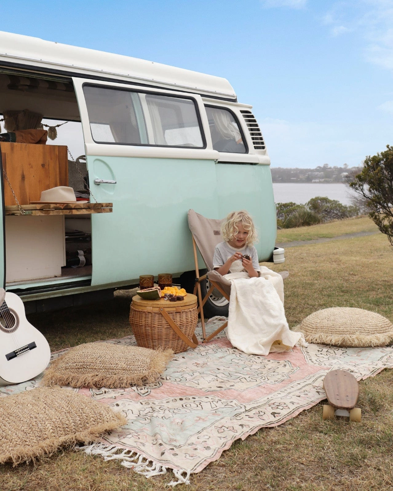 Zaira Cream and Pink Boho Picnic Rug