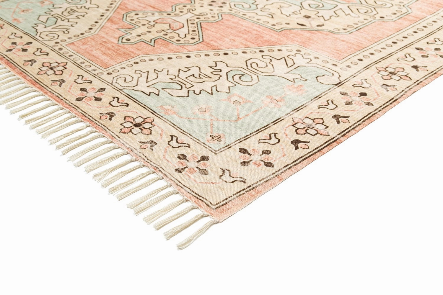 Zaira Cream and Pink Boho Picnic Rug