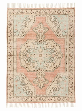 Zaira Cream and Pink Boho Picnic Rugmodern color block patchwork rug