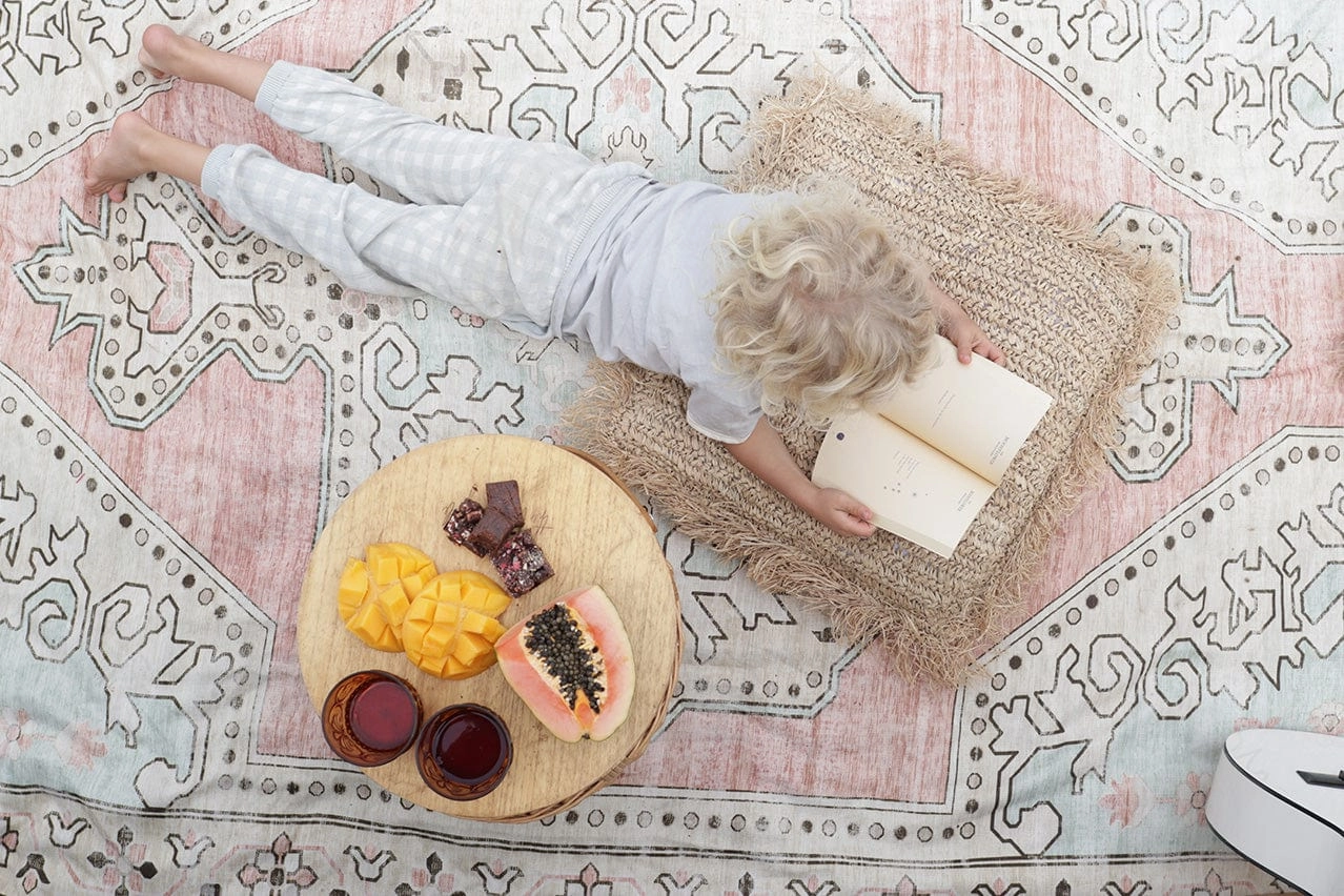 Zaira Cream and Pink Boho Picnic Rug