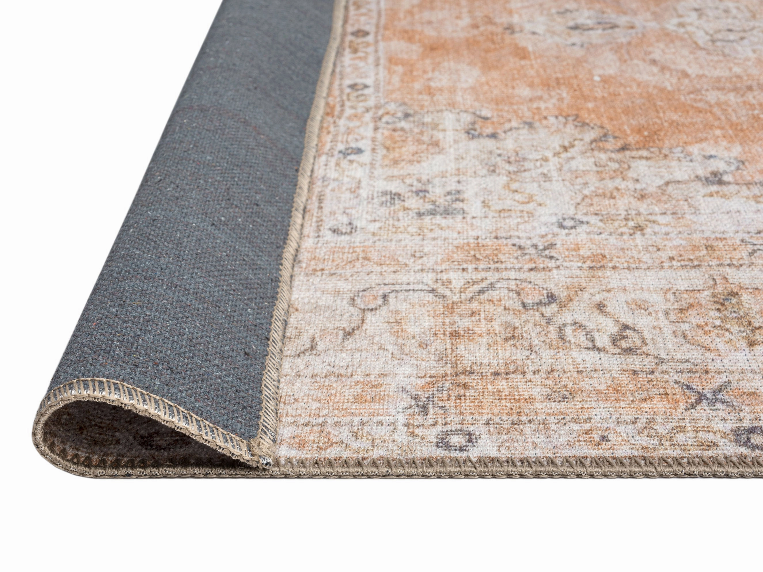 Zarina Orange and Beige Traditional Distressed Washable Rug *NO RETURNS UNLESS FAULTY