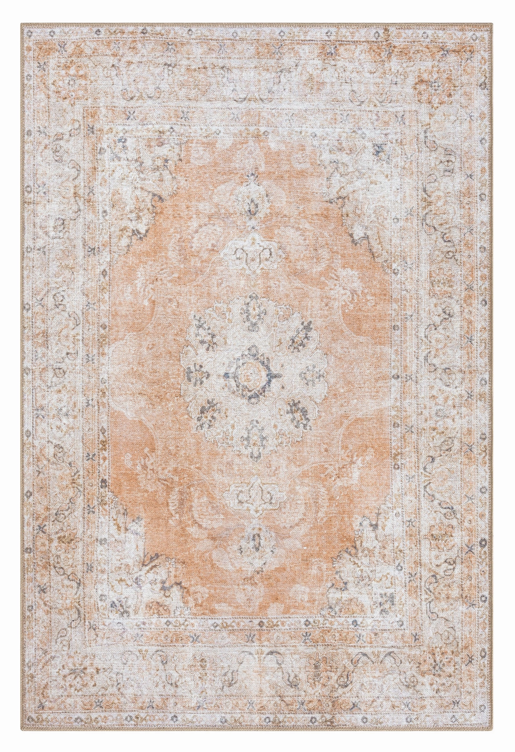 Zarina Orange and Beige Traditional Distressed Washable Rug *NO RETURNS UNLESS FAULTYmodern color block patchwork rug