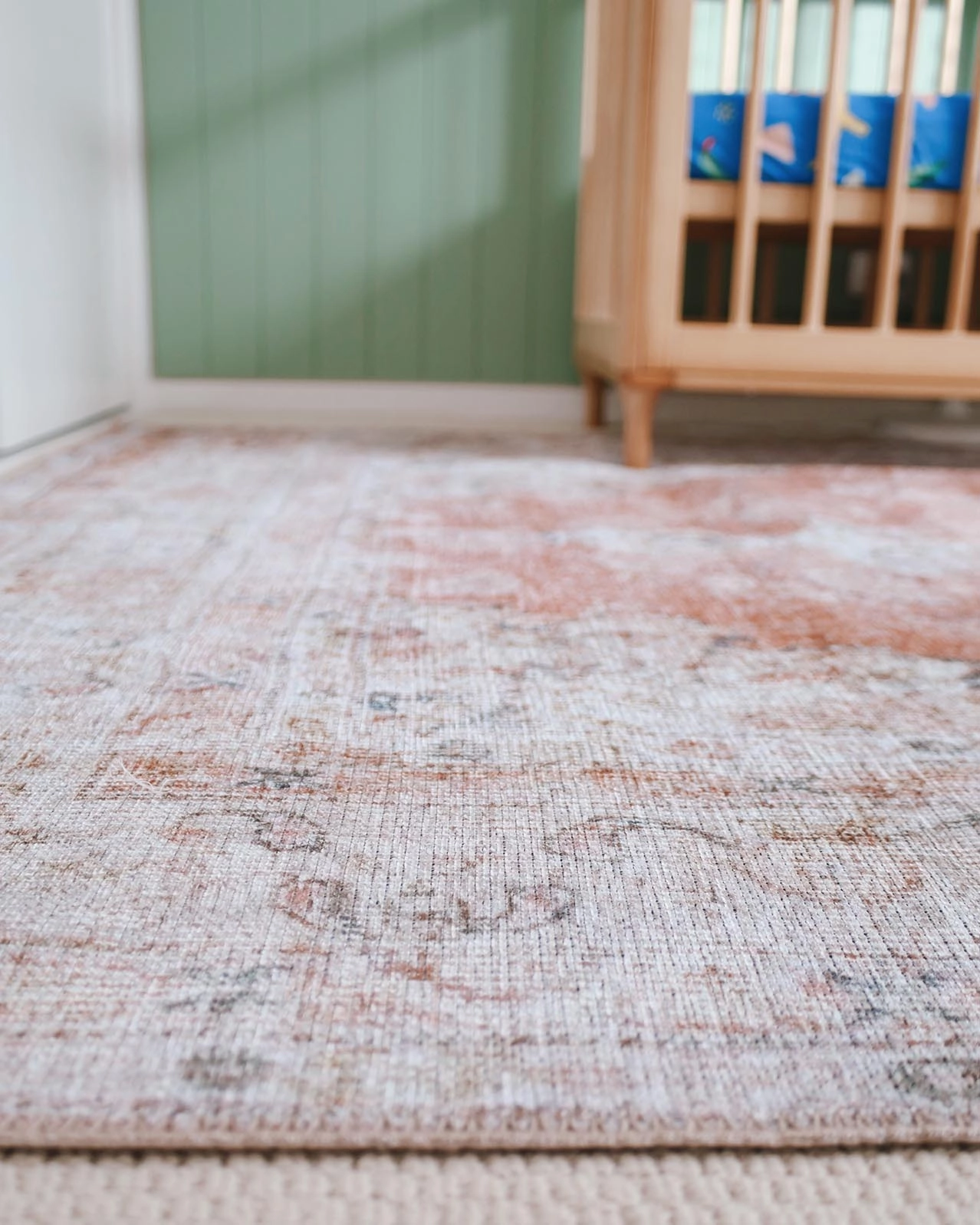 Zarina Orange and Beige Traditional Distressed Washable Rug *NO RETURNS UNLESS FAULTY