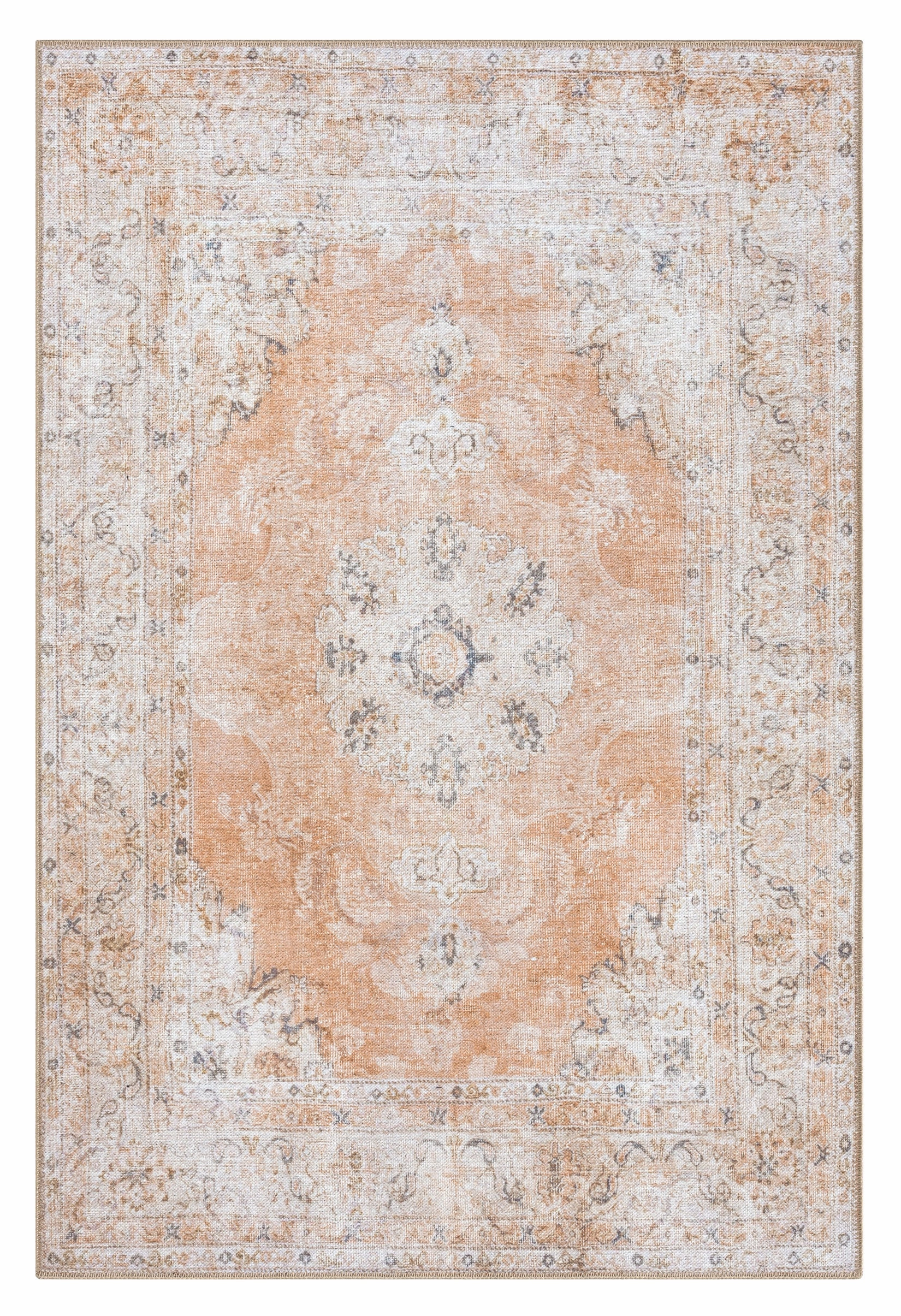 Zarina Orange and Beige Traditional Distressed Washable Rug *NO RETURNS UNLESS FAULTYmodern color block patchwork rug