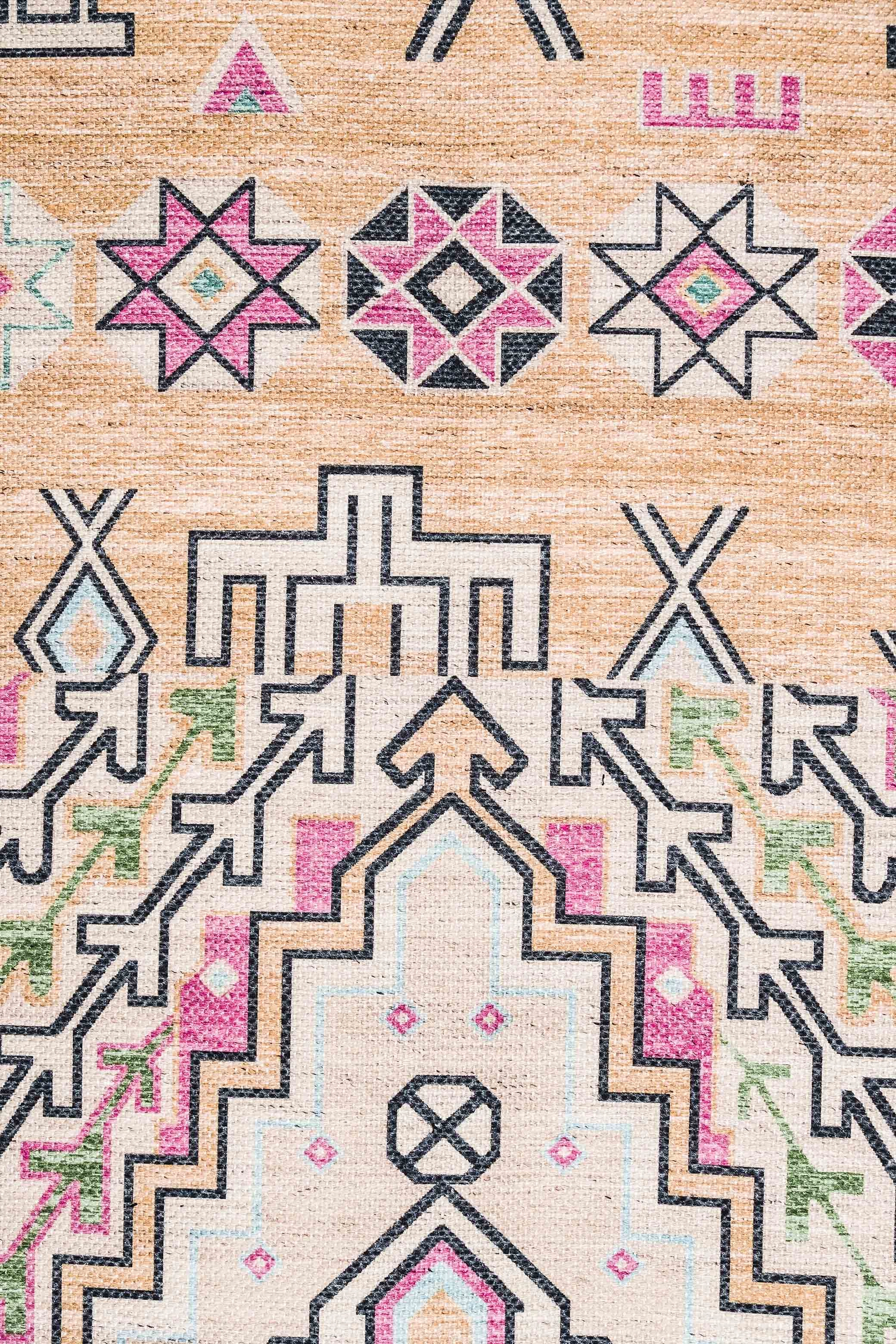Zelda Cream Multi-Colour Abstract Tribal Indoor Outdoor Rug *NO RETURNS UNLESS FAULTY