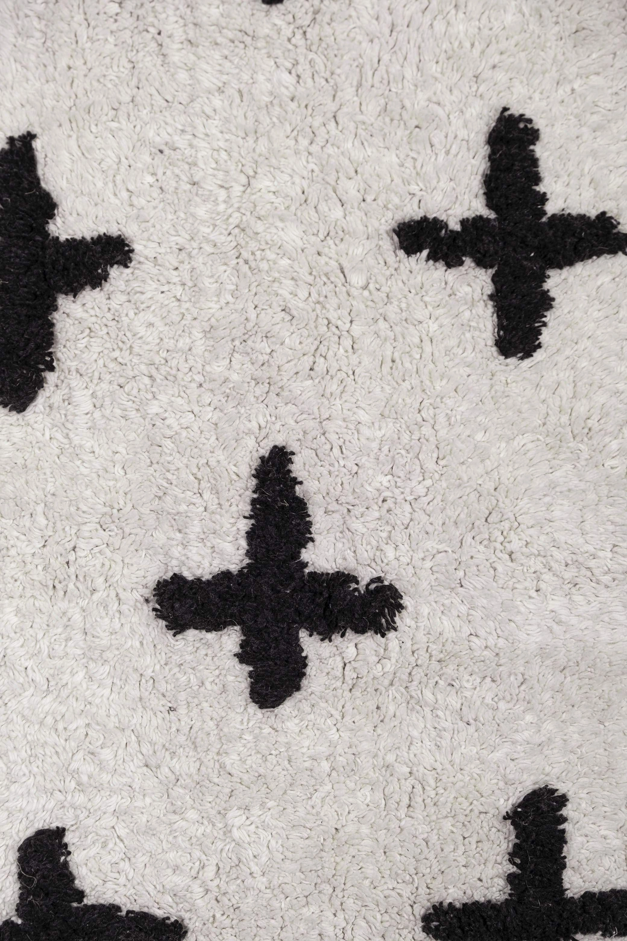 Zelia Black and Ivory Minimal Washable Berber Bath Mat