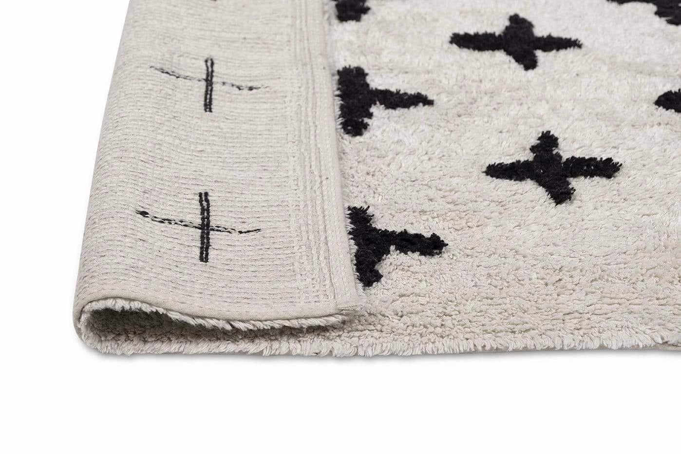 Zelia Black and Ivory Minimal Washable Berber Bath Mat