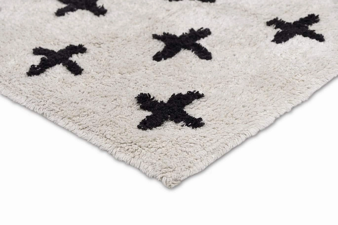 Zelia Black and Ivory Minimal Washable Berber Bath Mat