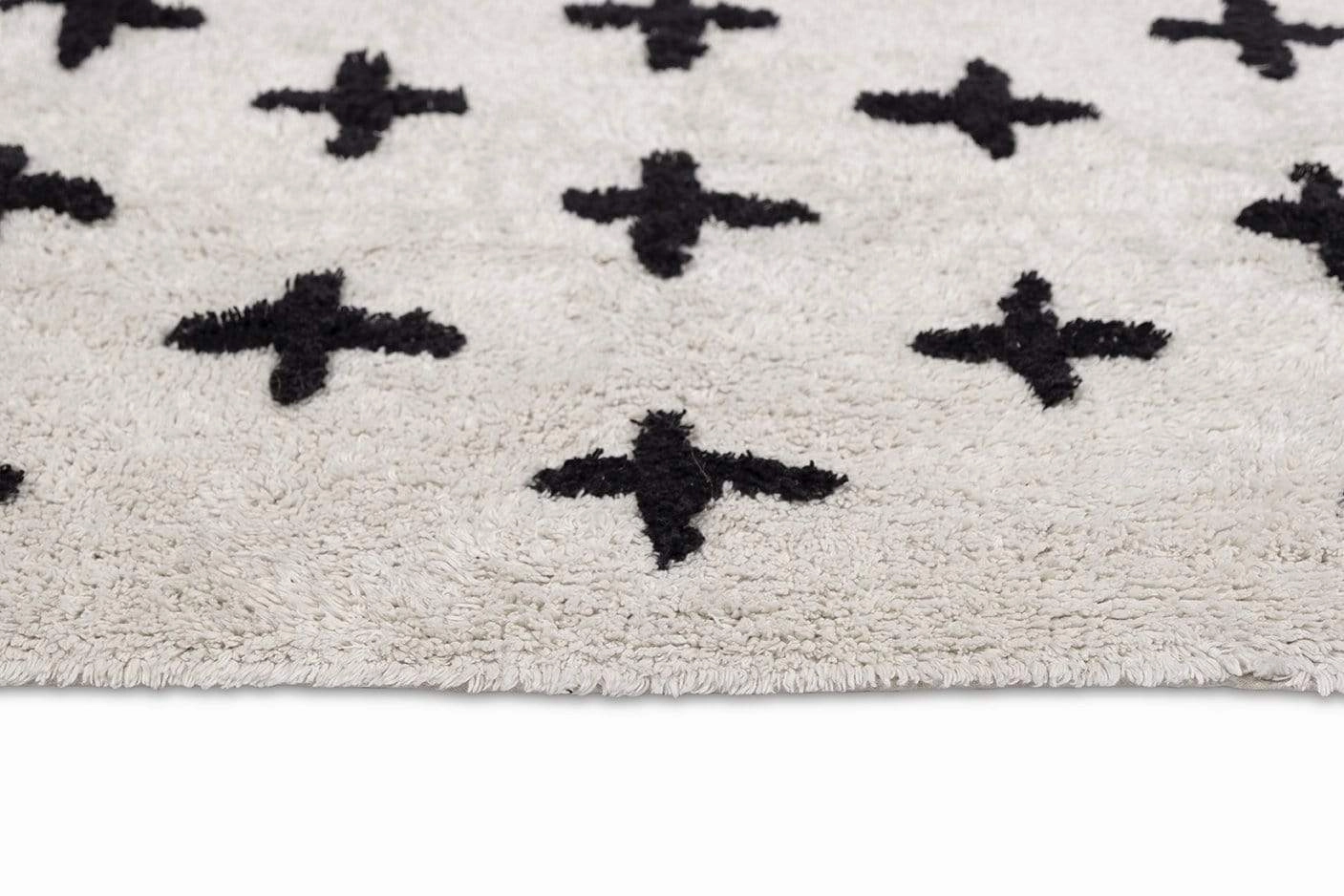 Zelia Black and Ivory Minimal Washable Berber Bath Mat