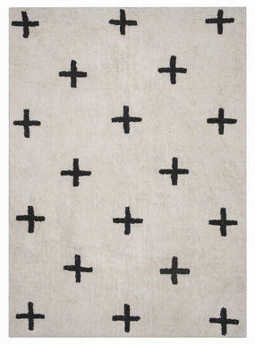 Zelia Black and Ivory Minimal Washable Berber Rugmodern color block patchwork rug