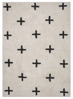 Zelia Black and Ivory Minimal Washable Berber Rugmodern color block patchwork rug