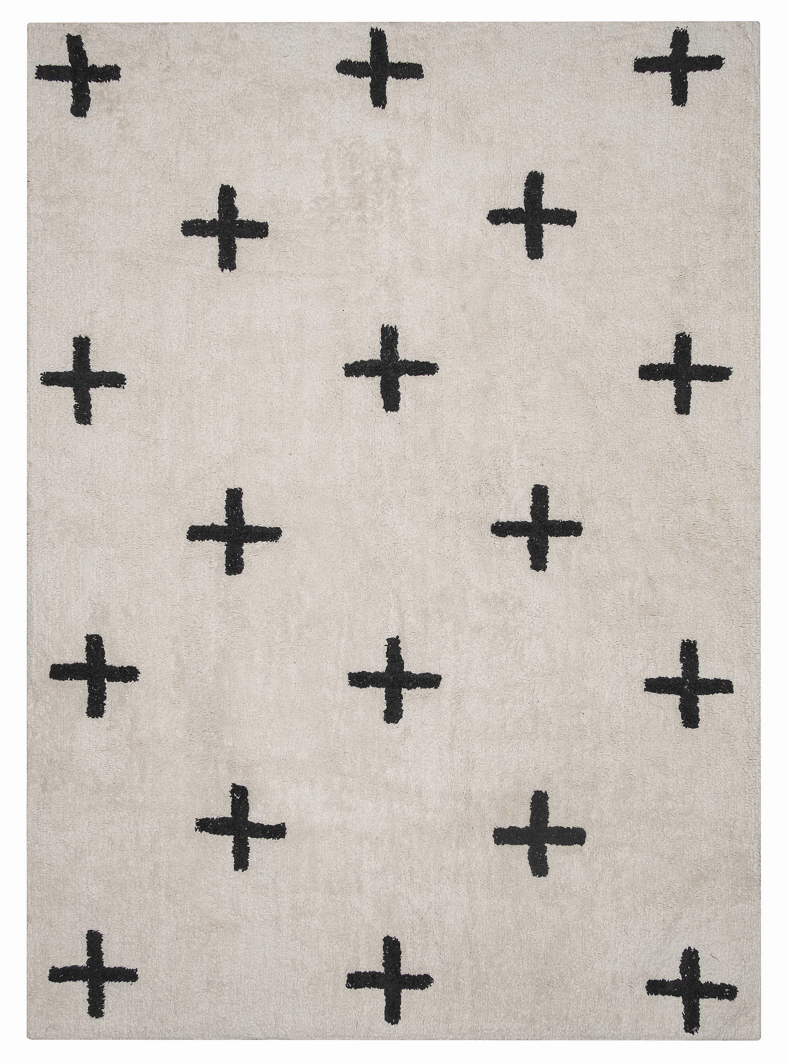 Zelia Black and Ivory Minimal Washable Berber Rugmodern color block patchwork rug