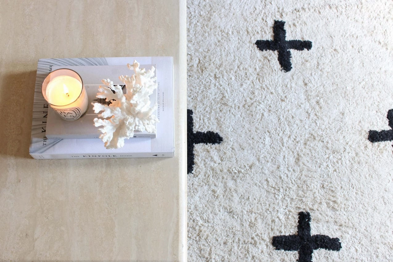 Zelia Black and Ivory Minimal Washable Berber Rug