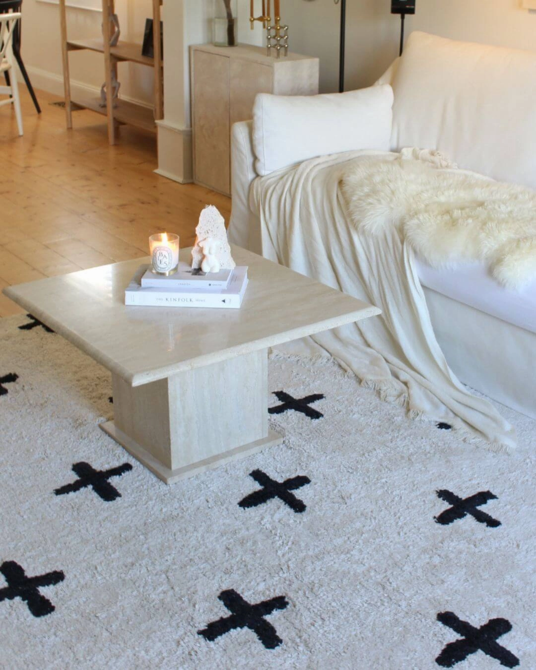 Zelia Black and Ivory Minimal Washable Berber Rug