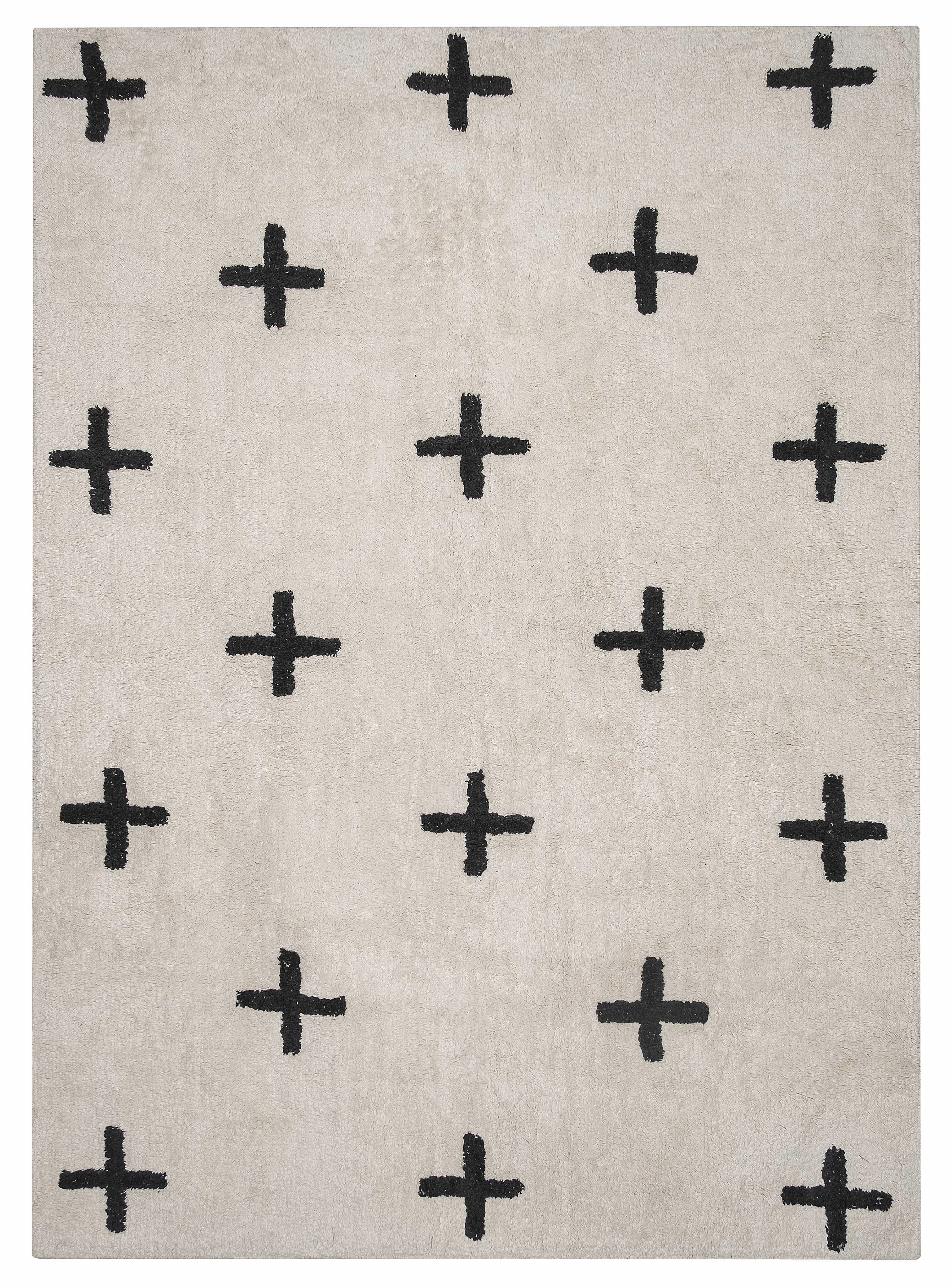 Zelia Black and Ivory Minimal Washable Berber Rugmodern color block patchwork rug