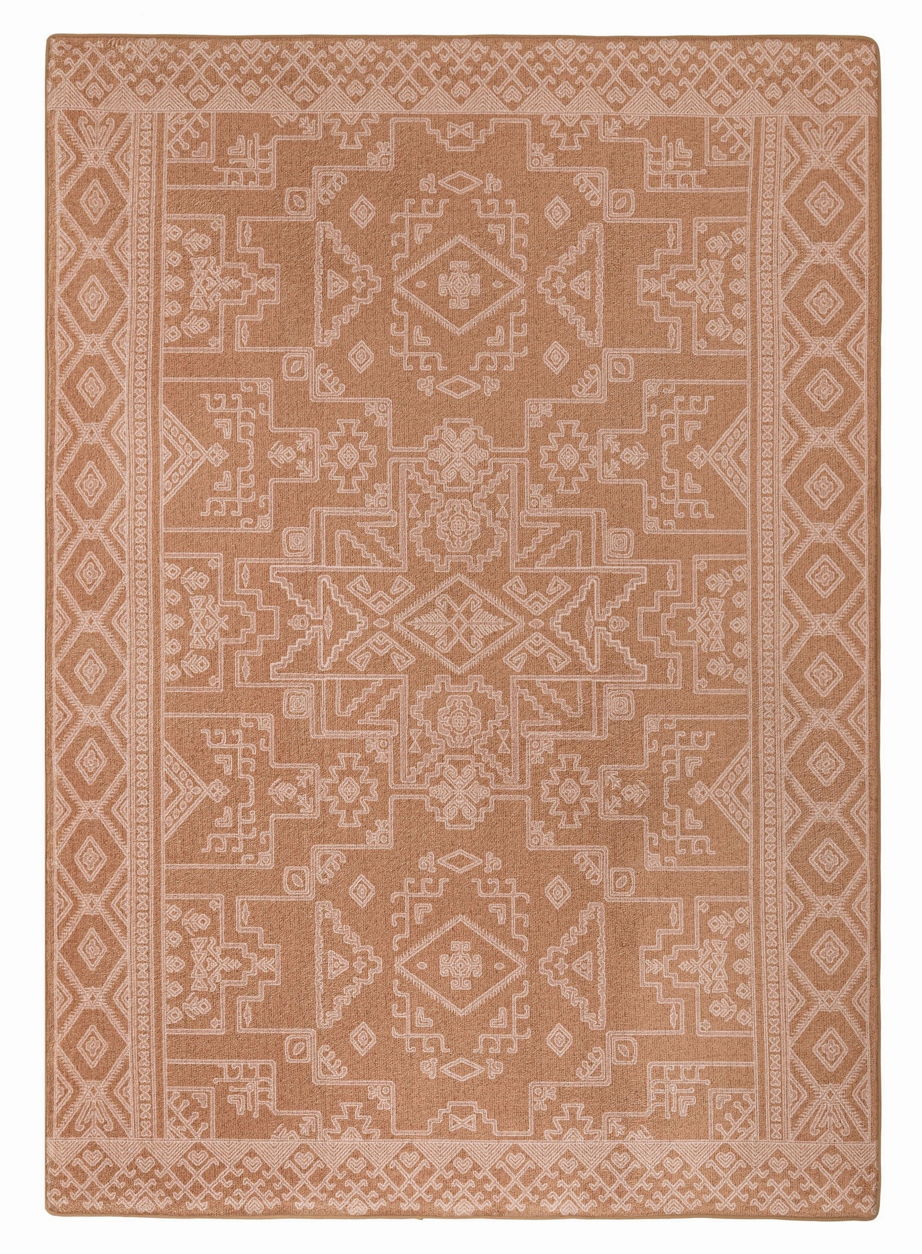 Zell Teracotta Brown Plush Rollie Pollie Playmatmodern color block patchwork rug