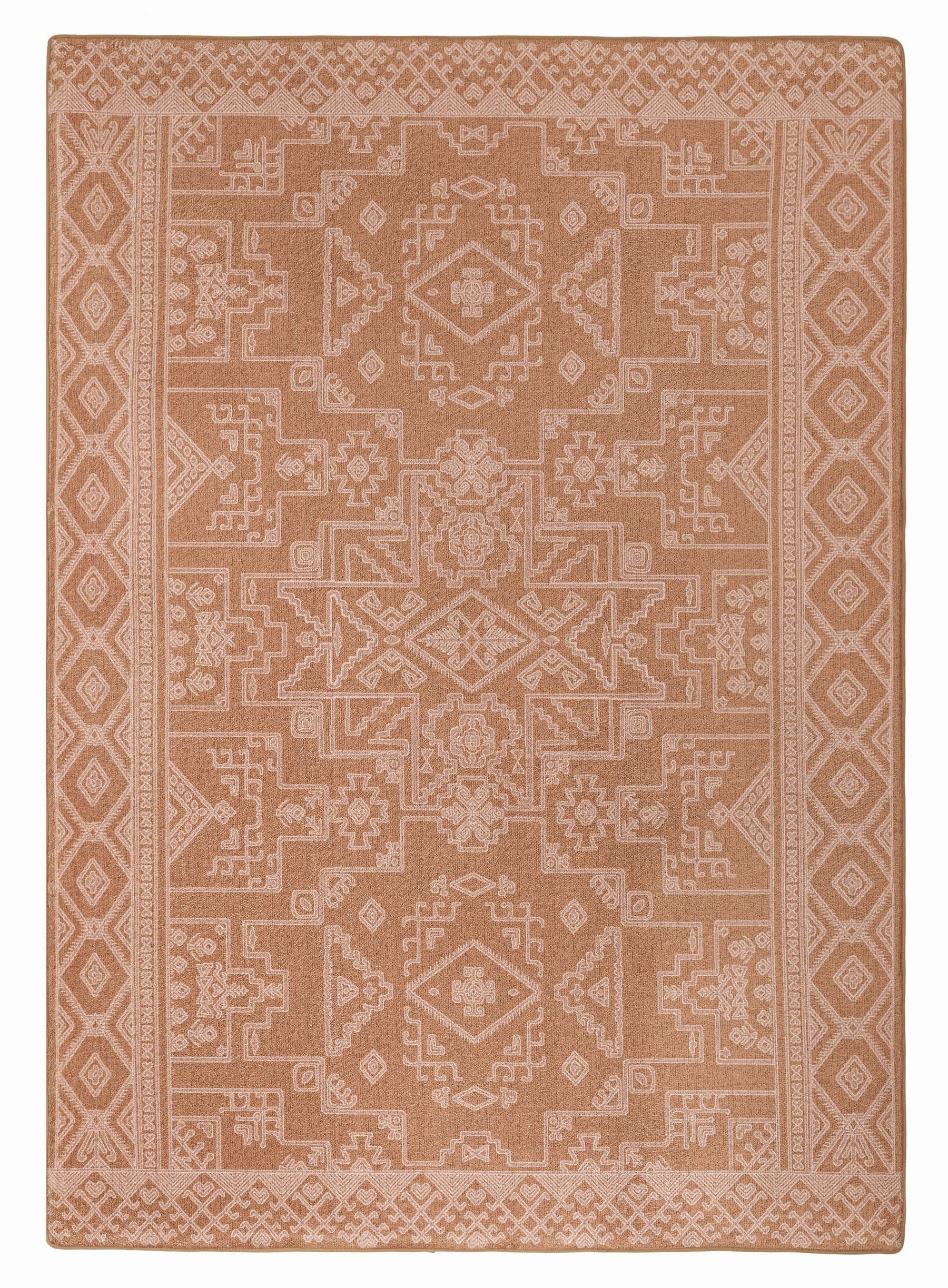 Zell Teracotta Brown Plush Rollie Pollie Playmatmodern color block patchwork rug