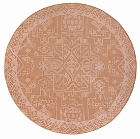 Zell Teracotta Brown Plush Rollie Pollie Round Playmatmodern color block patchwork rug