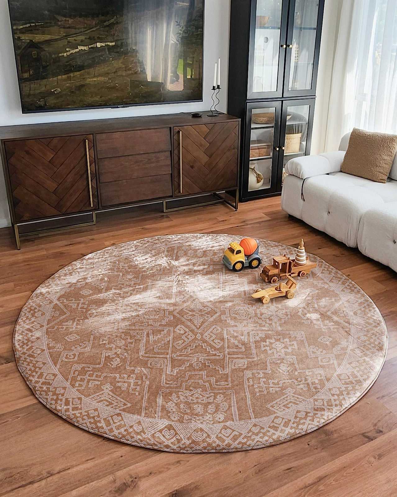 Zell Teracotta Brown Plush Rollie Pollie Round Playmat