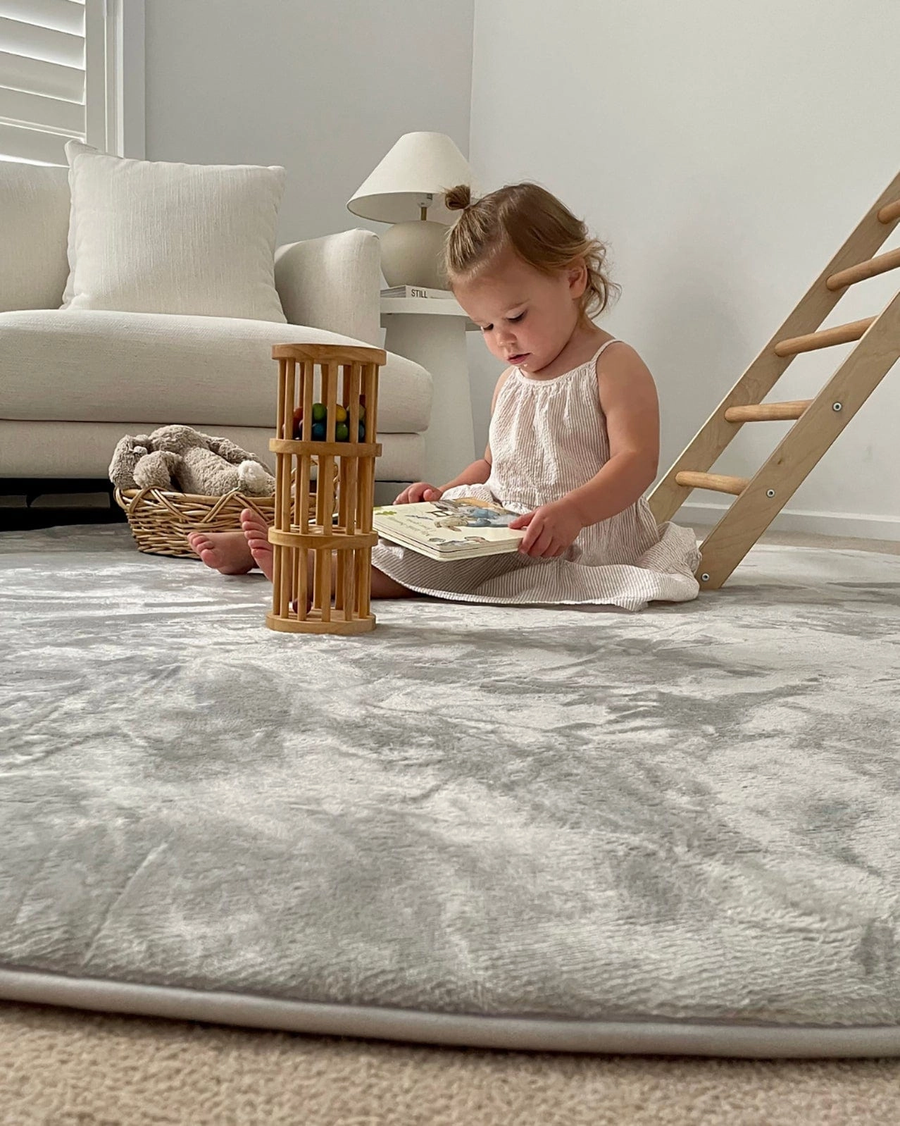 Zia Grey Plush Rollie Pollie Round Playmat
