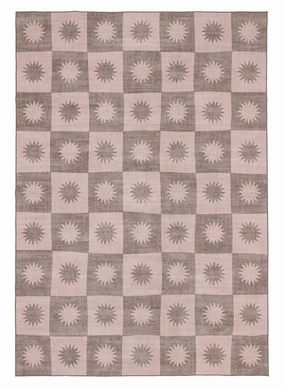 Zimra Light Pink Washable Rugmodern color block patchwork rug