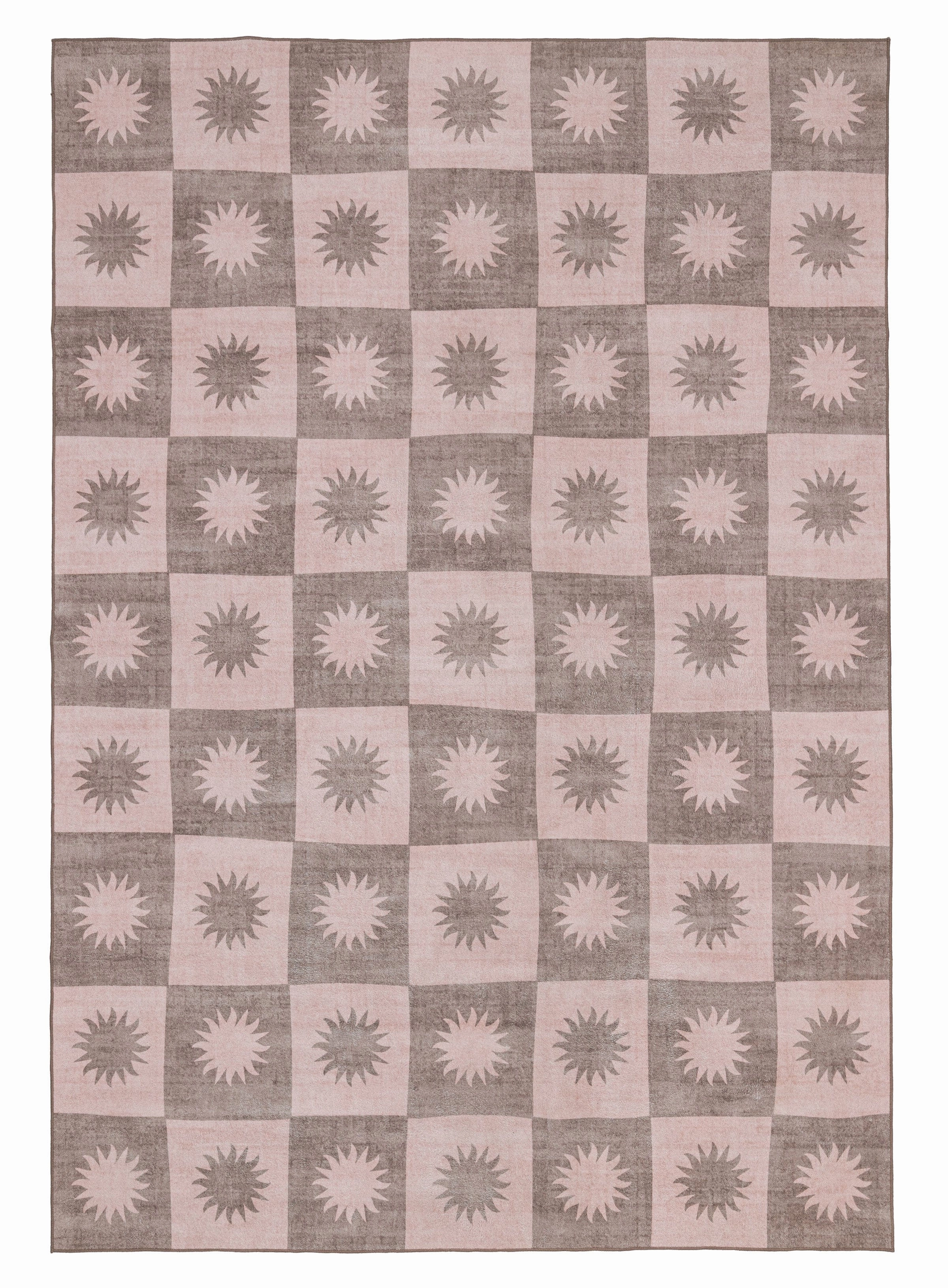 Zimra Light Pink Washable Rugmodern color block patchwork rug