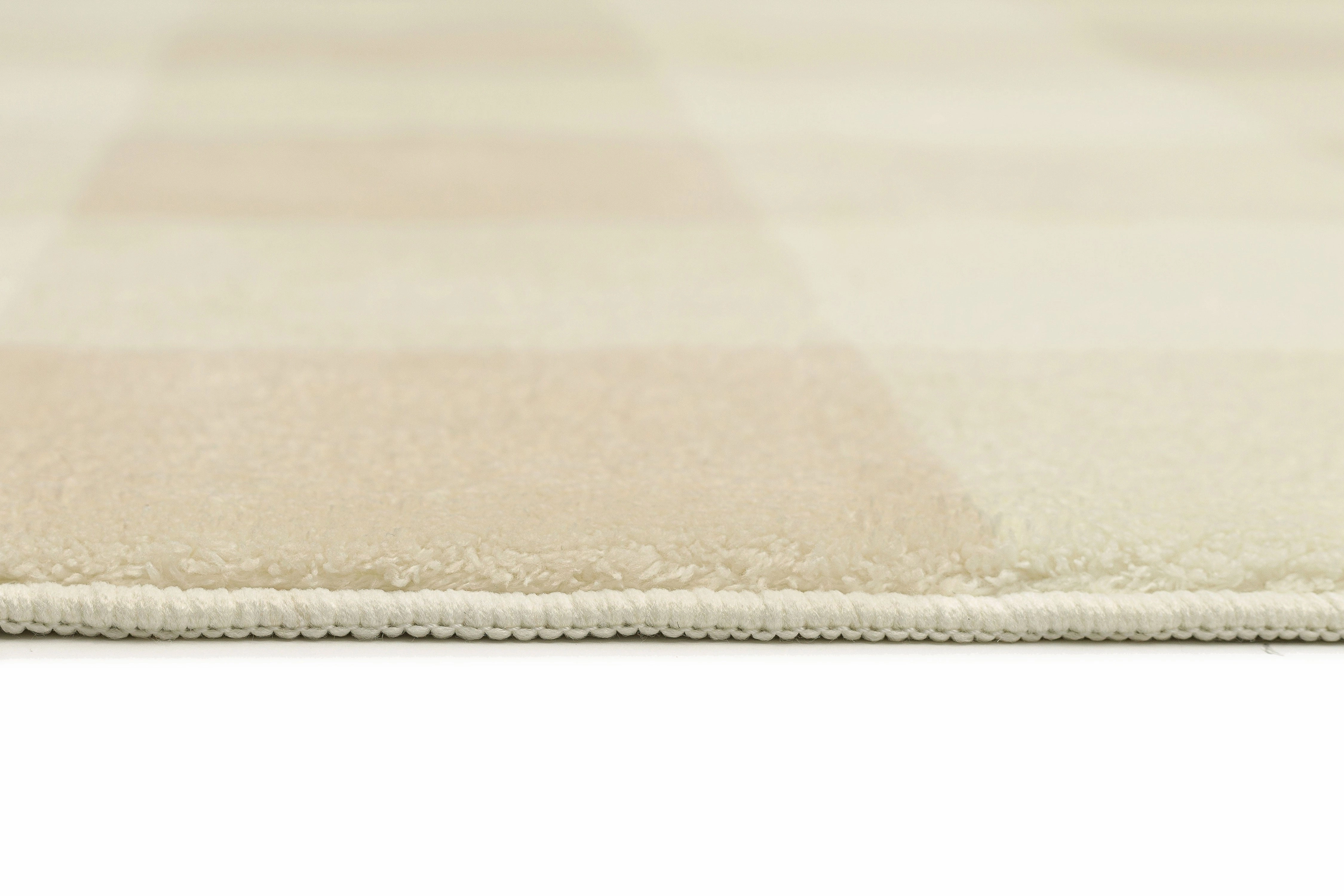 Zira Neutral Beige Gingham Washable Rug