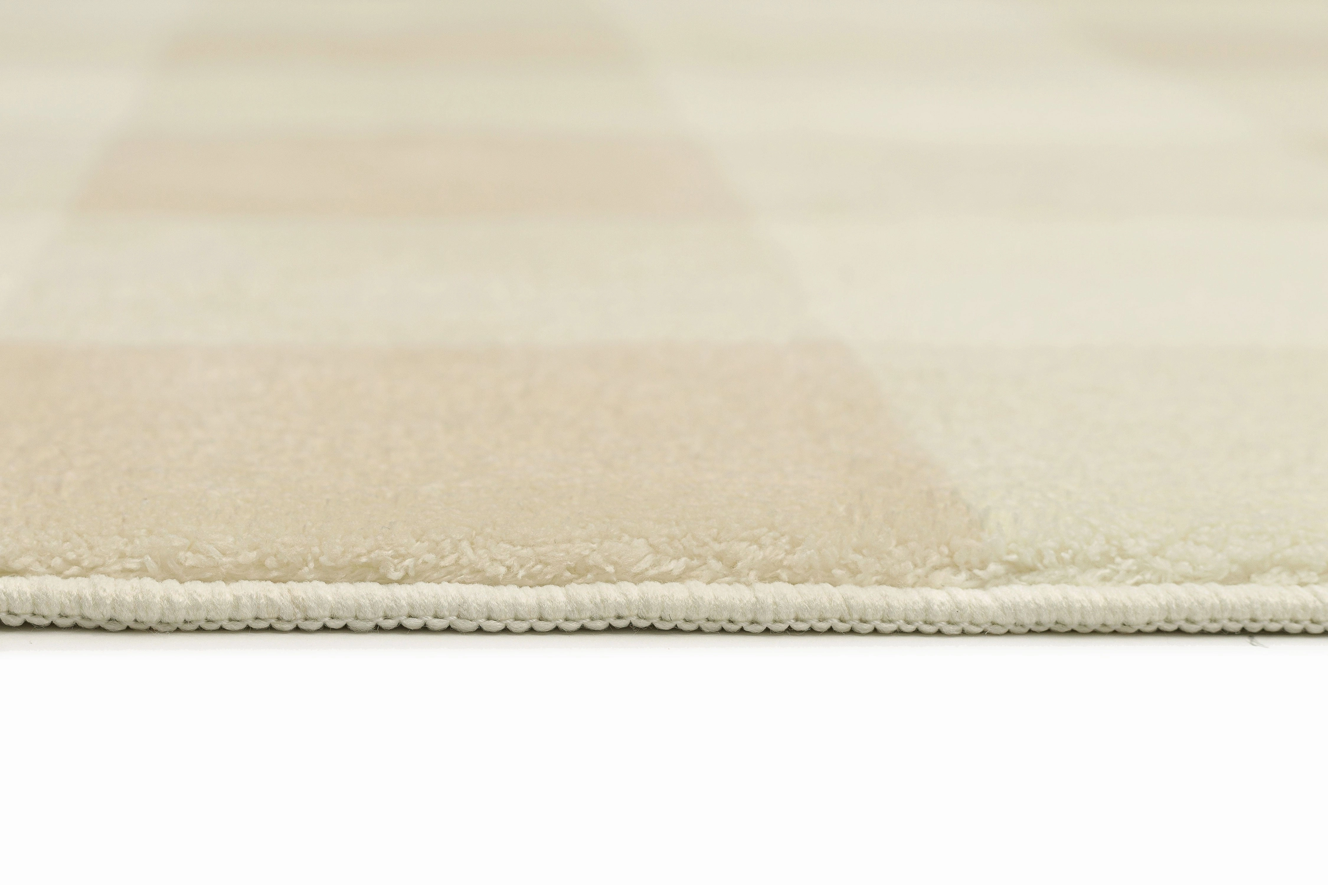 Zira Neutral Beige Gingham Washable Rug