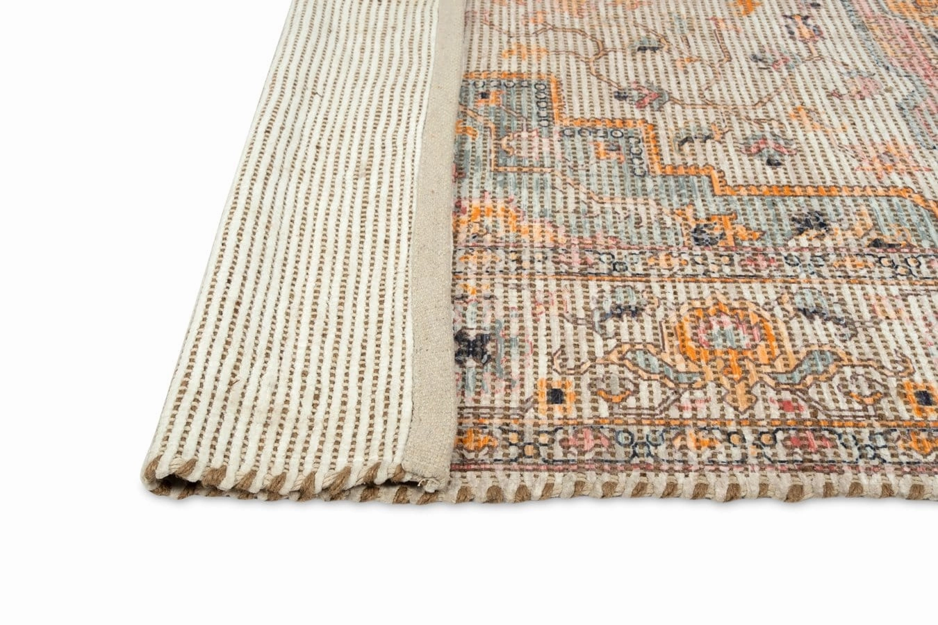 Zola Blue Orange and Yellow Floral Distressed Rug *NO RETURNS UNLESS FAULTY