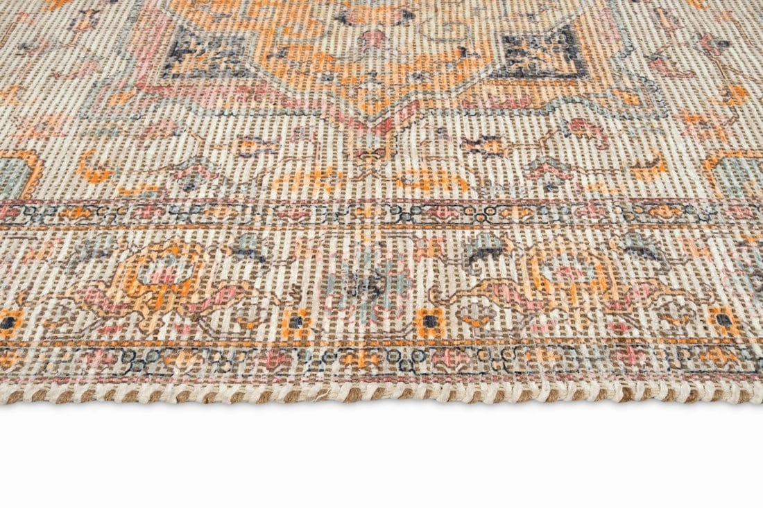 Zola Blue Orange and Yellow Floral Distressed Rug *NO RETURNS UNLESS FAULTY