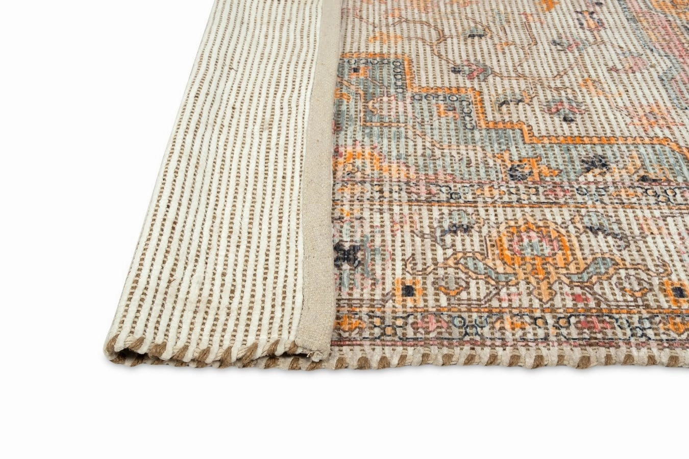 Zola Blue Orange and Yellow Floral Distressed Rug *NO RETURNS UNLESS FAULTY