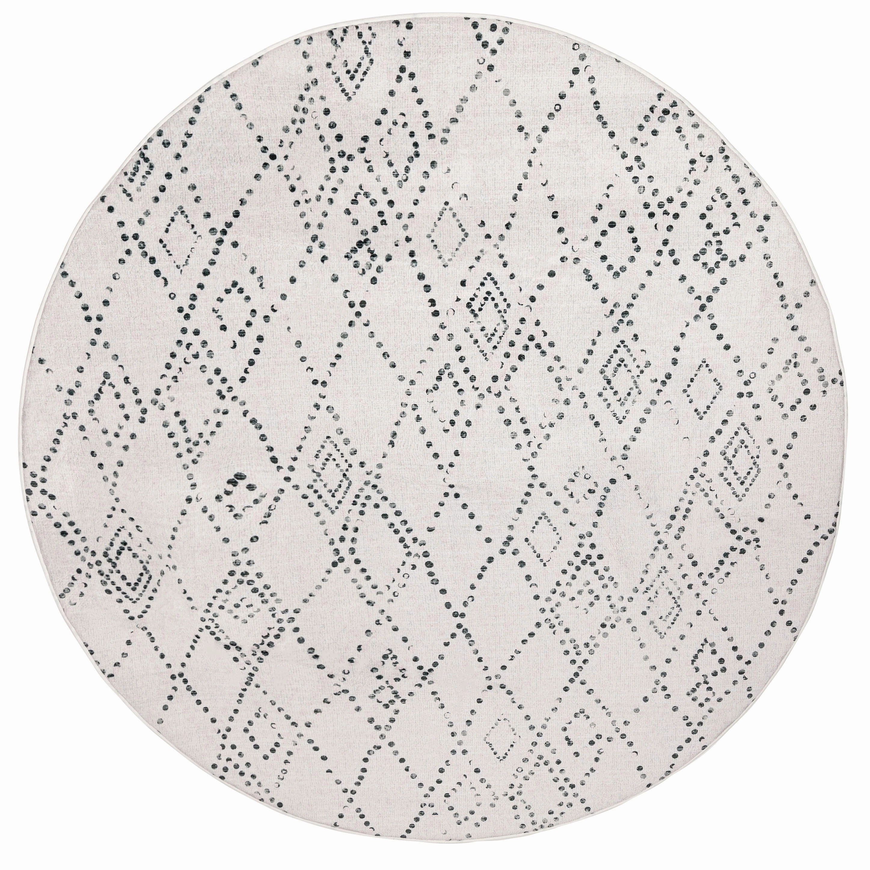 Zuca Grey Charcoal Plush Rollie Pollie Round Playmatmodern color block patchwork rug