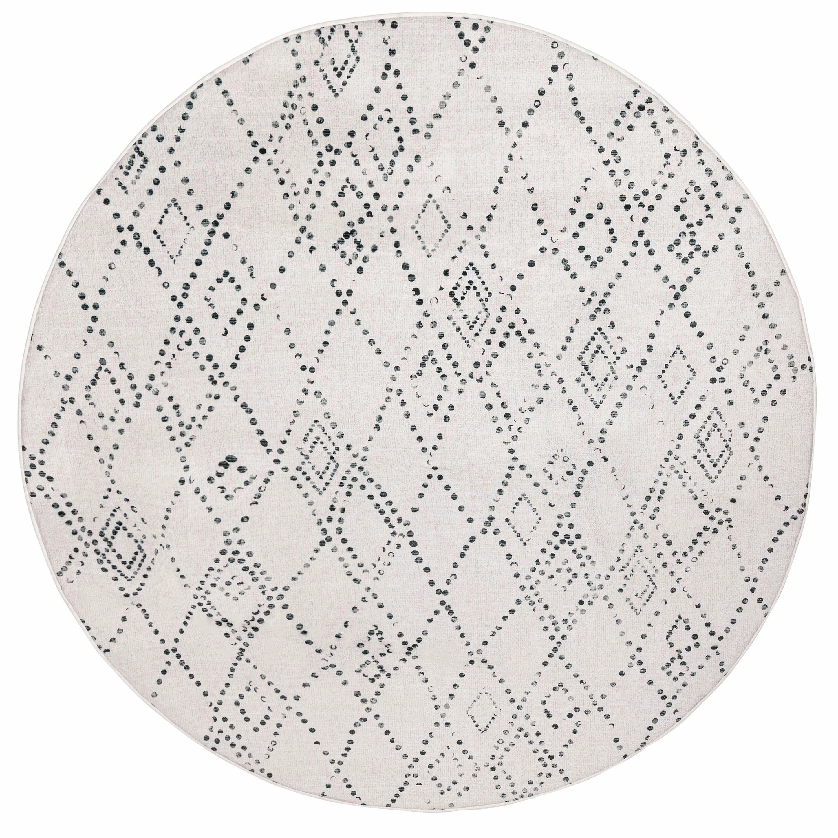 Zuca Grey Charcoal Plush Rollie Pollie Round Playmatmodern color block patchwork rug