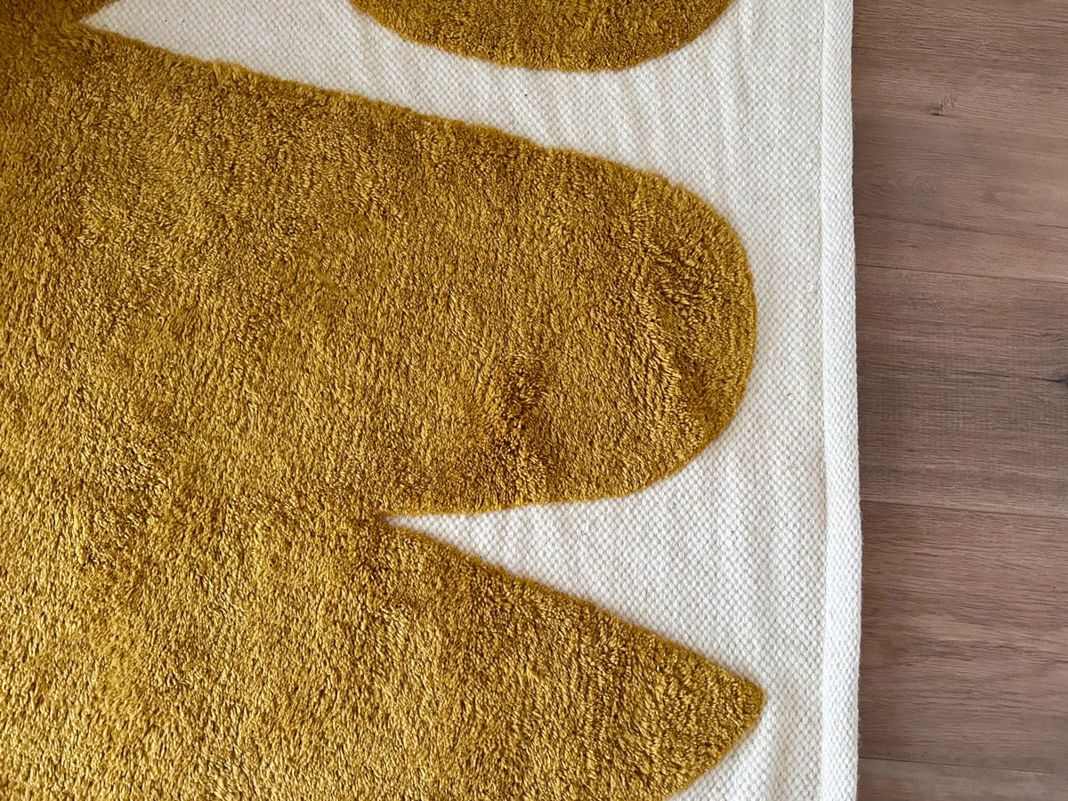 Zulema Mustard Abstract Washable Wool Rug